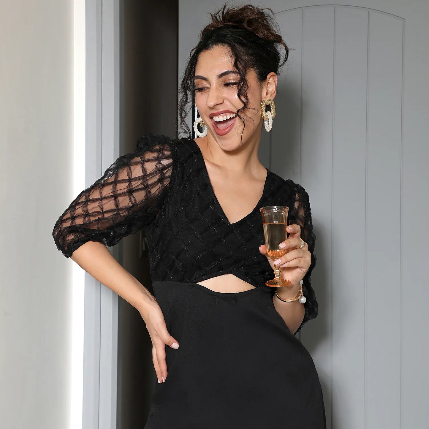 Sheer Cut-Out Dress
