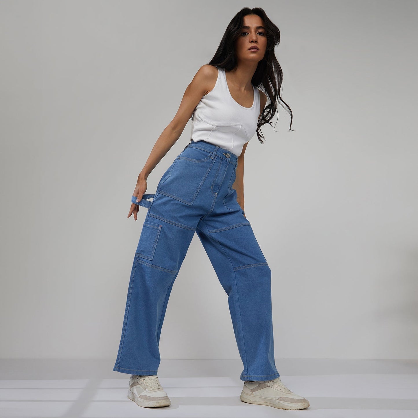 Straight Fit Cargo Denim Jeans