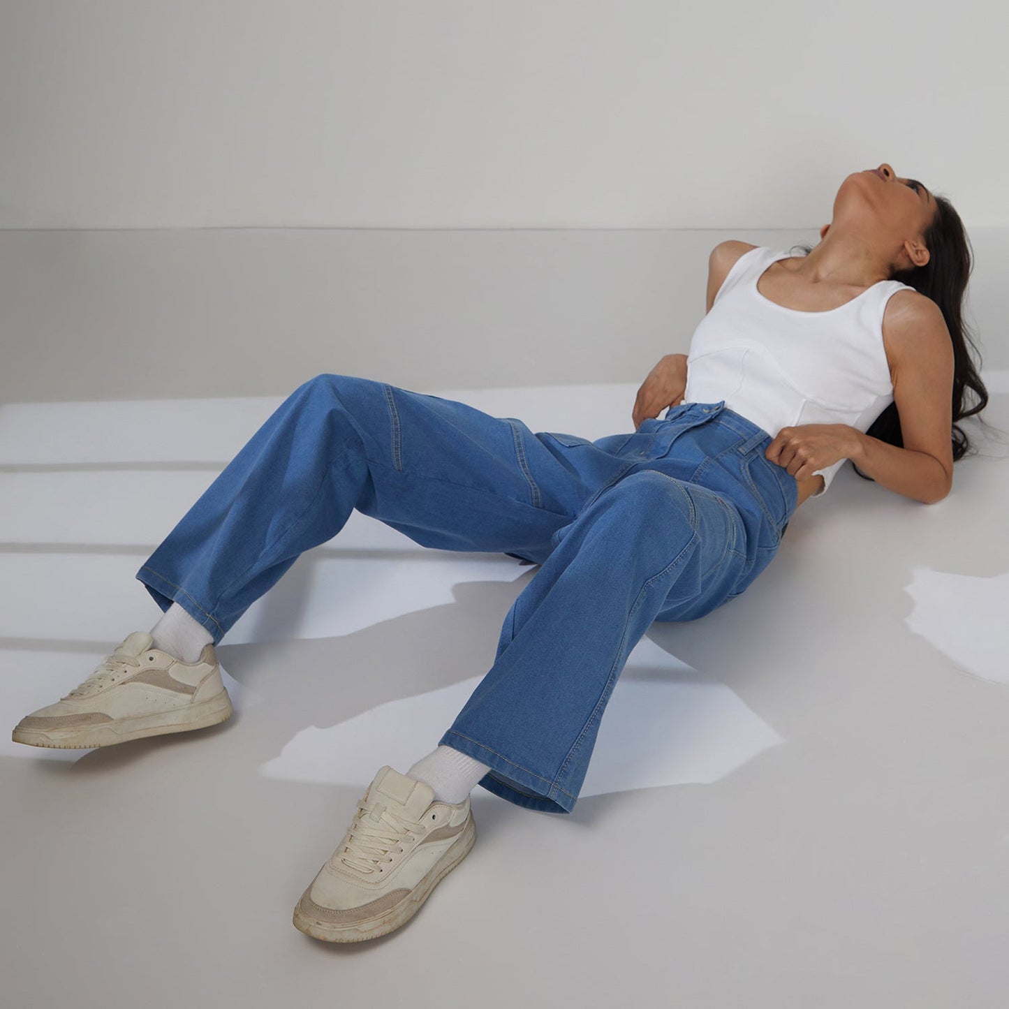 Straight Fit Cargo Denim Jeans