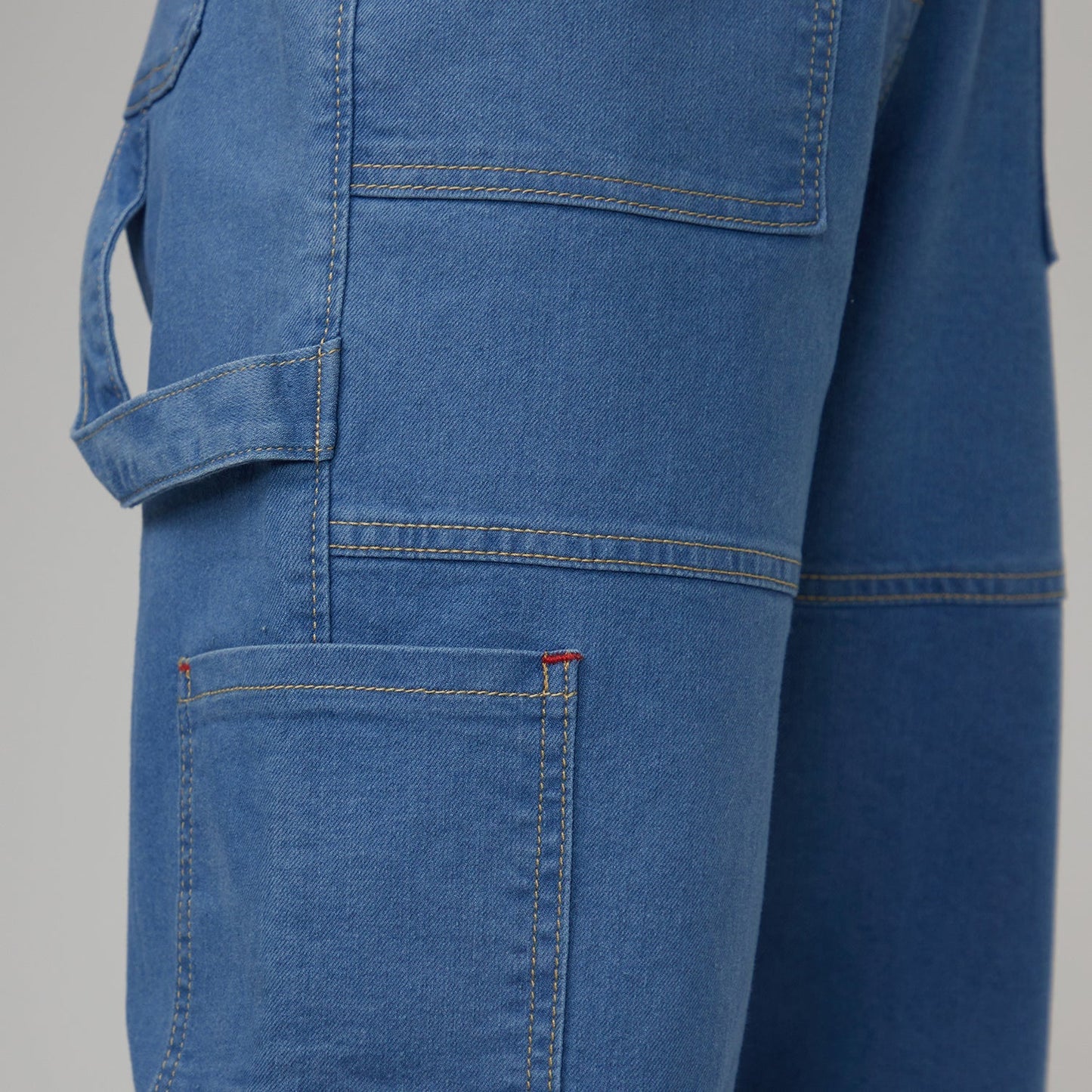Straight Fit Cargo Denim Jeans