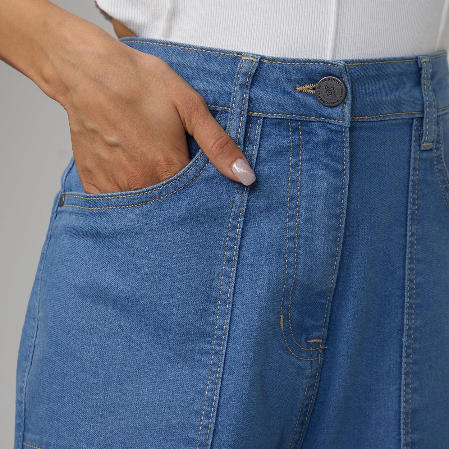 Straight Fit Cargo Denim Jeans