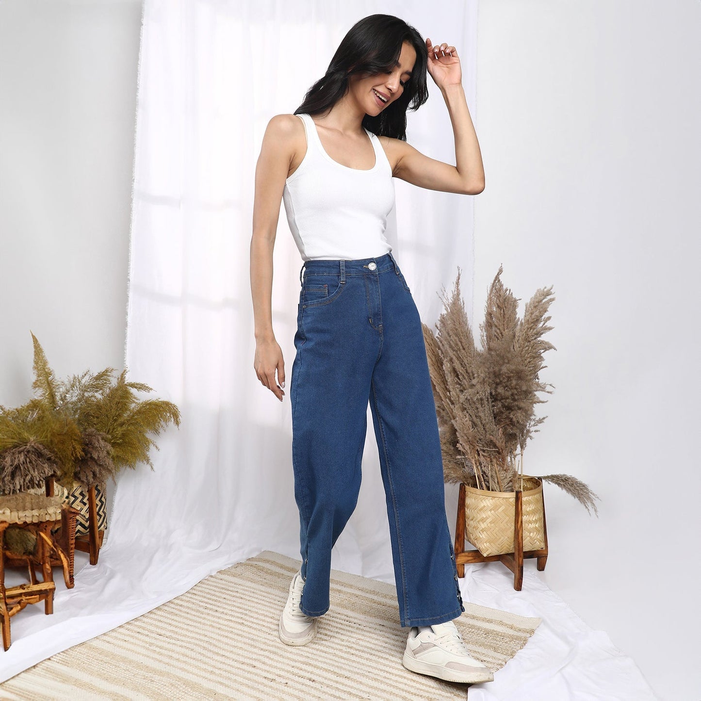 Mid-Rise Straight Denim Jeans