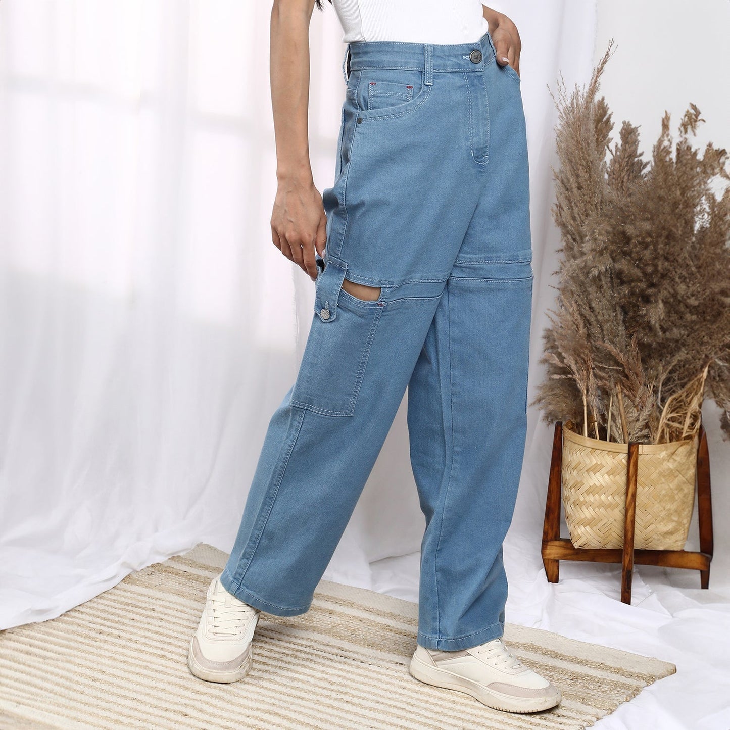 Mid-Rise Cutout Denim Jeans