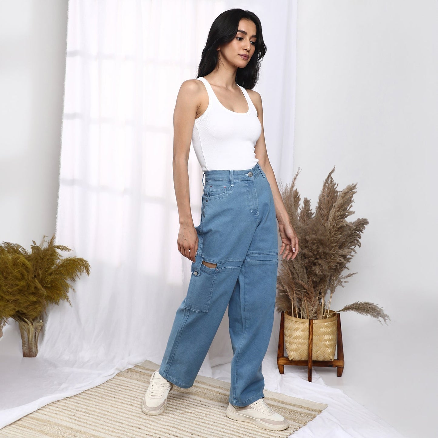Mid-Rise Cutout Denim Jeans