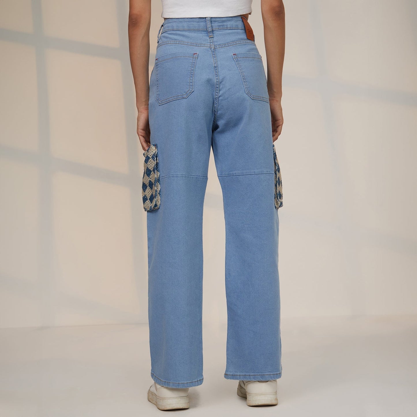 Contrast Patch Denim Jeans