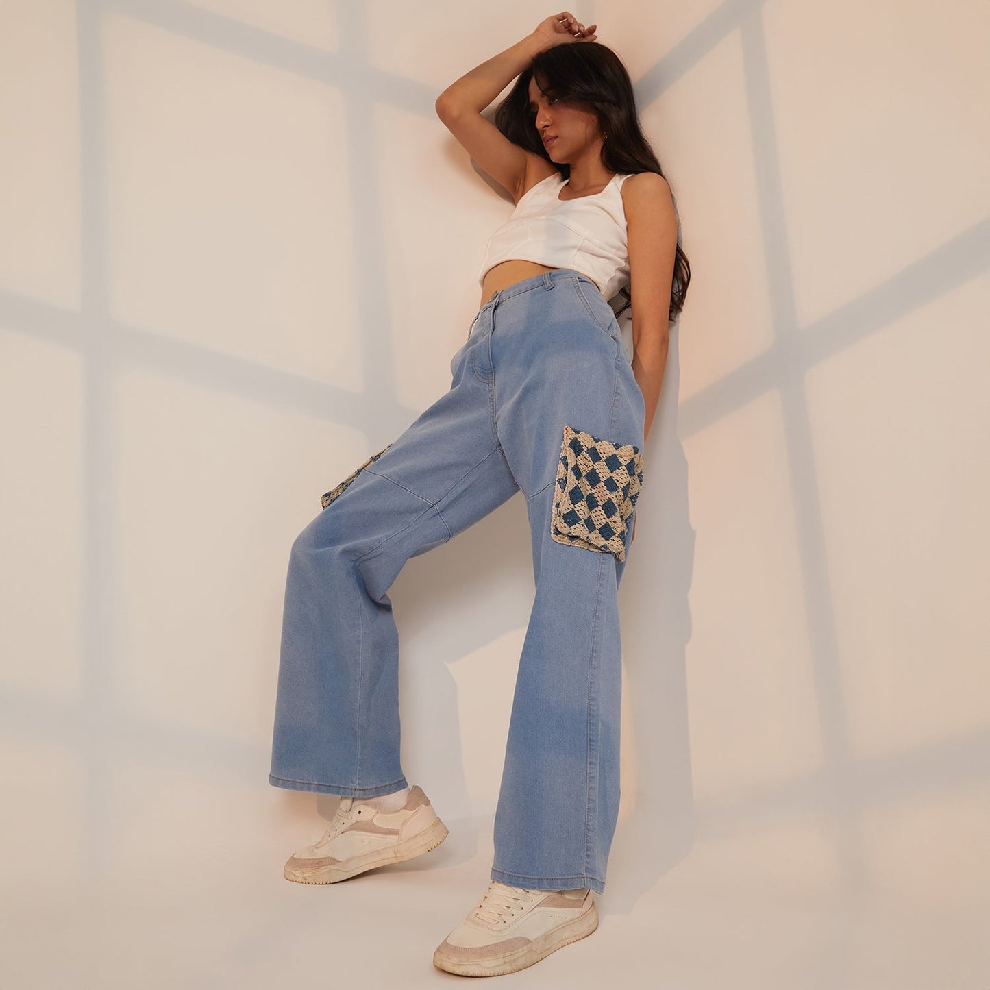 Contrast Patch Denim Jeans