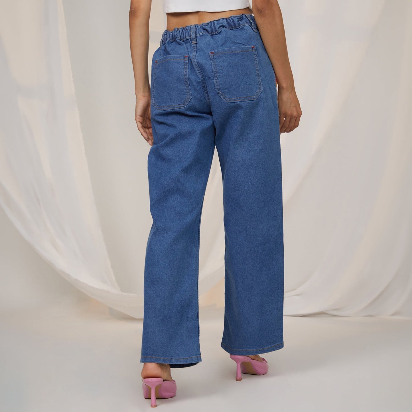 Contrast Patch Denim Jeans