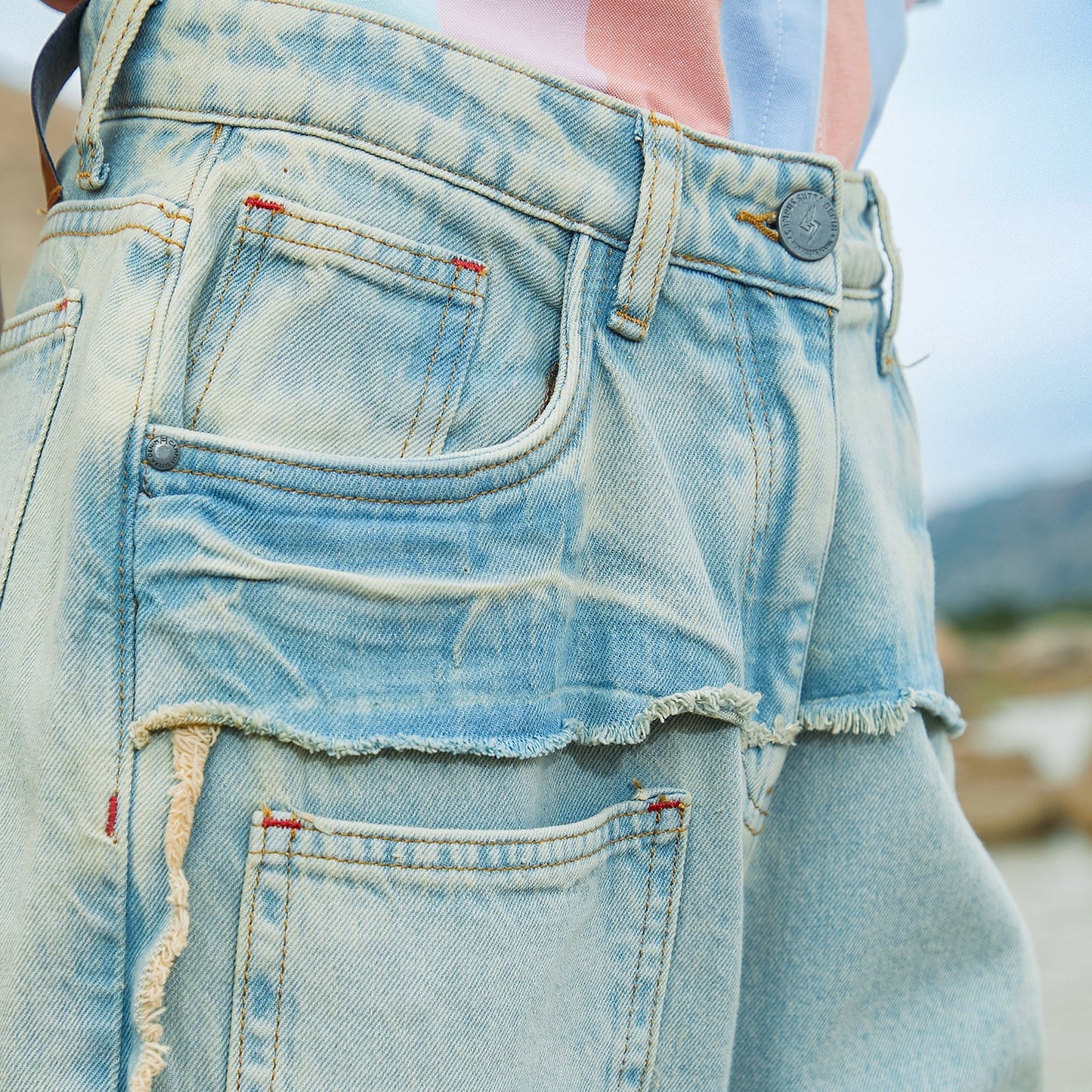 Fringed Straight Denim Jeans