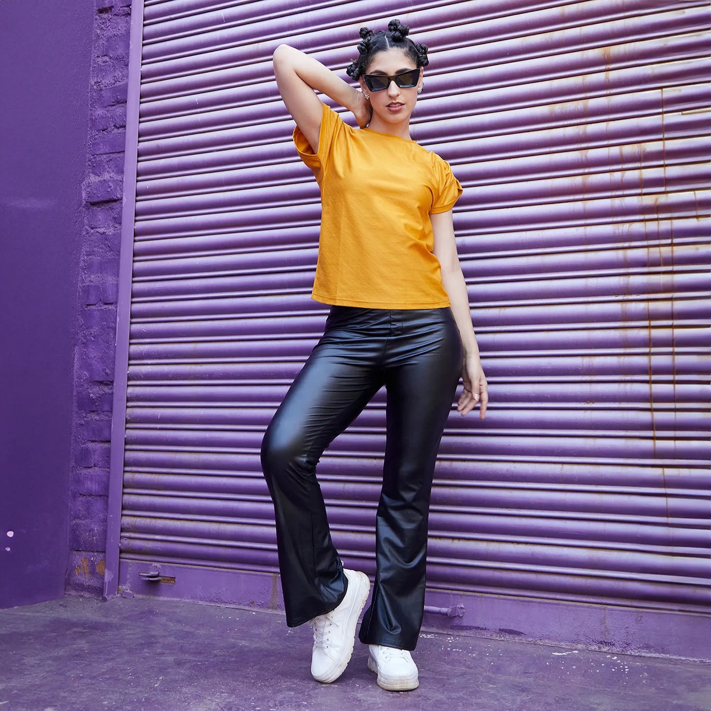 Ruche-Sleeved Top