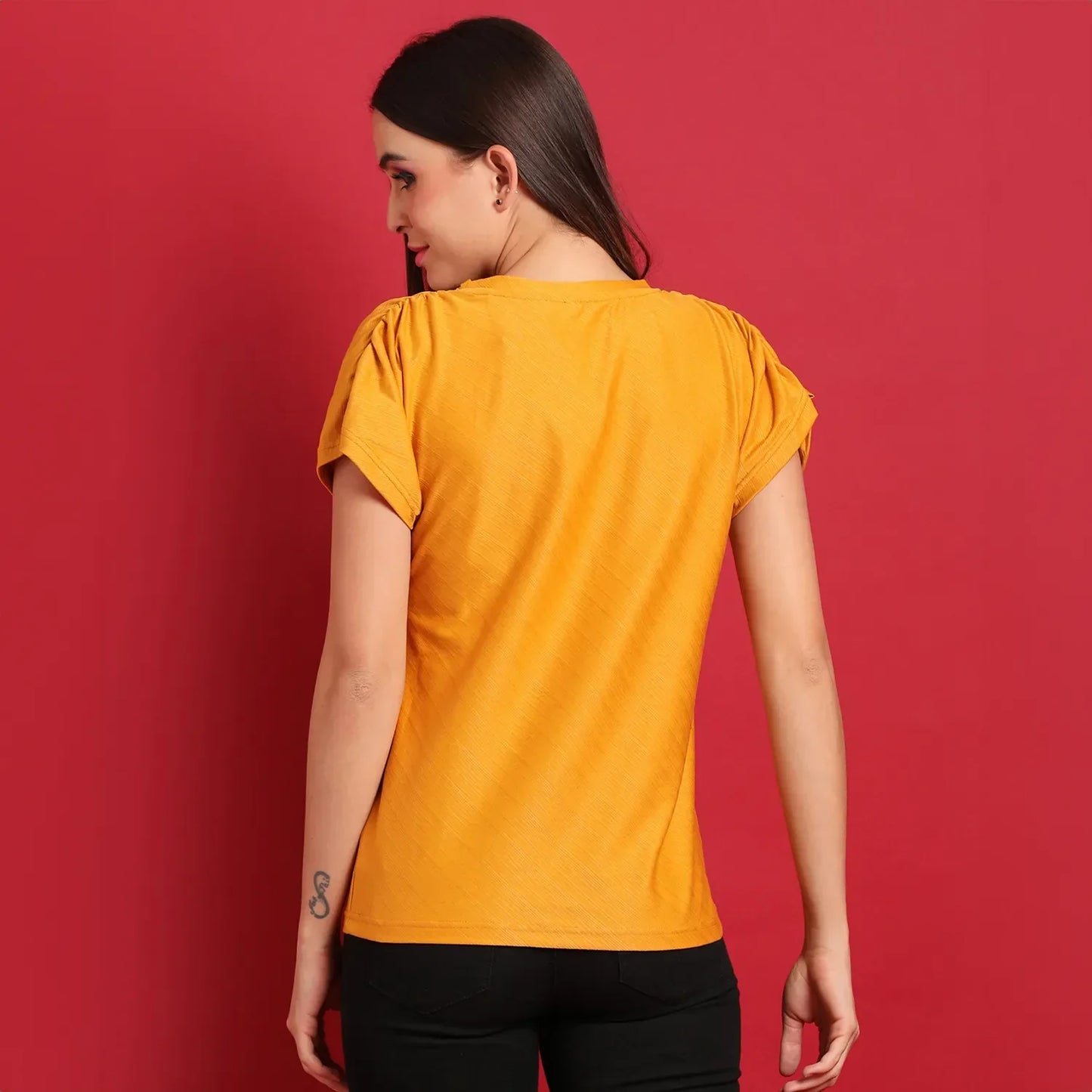Ruche-Sleeved Top