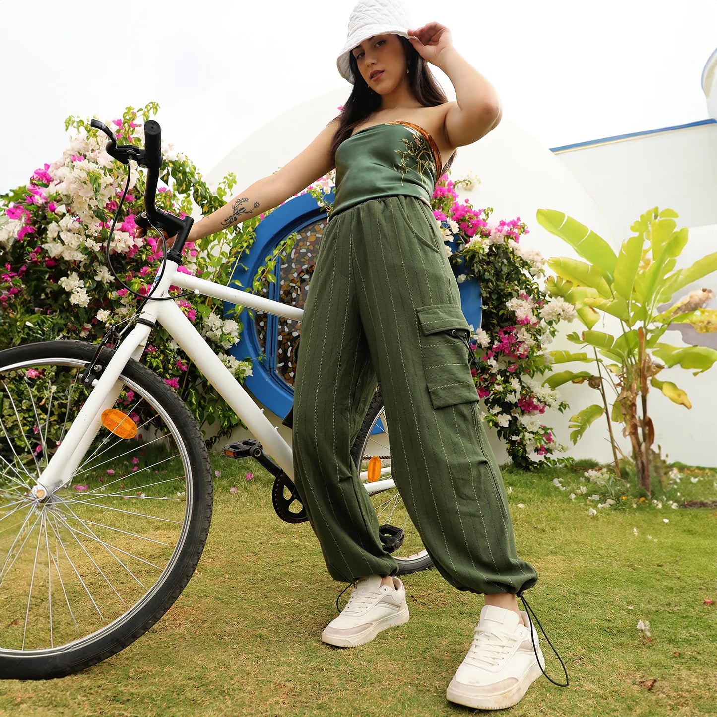 Striped Cargo Parachute Trousers