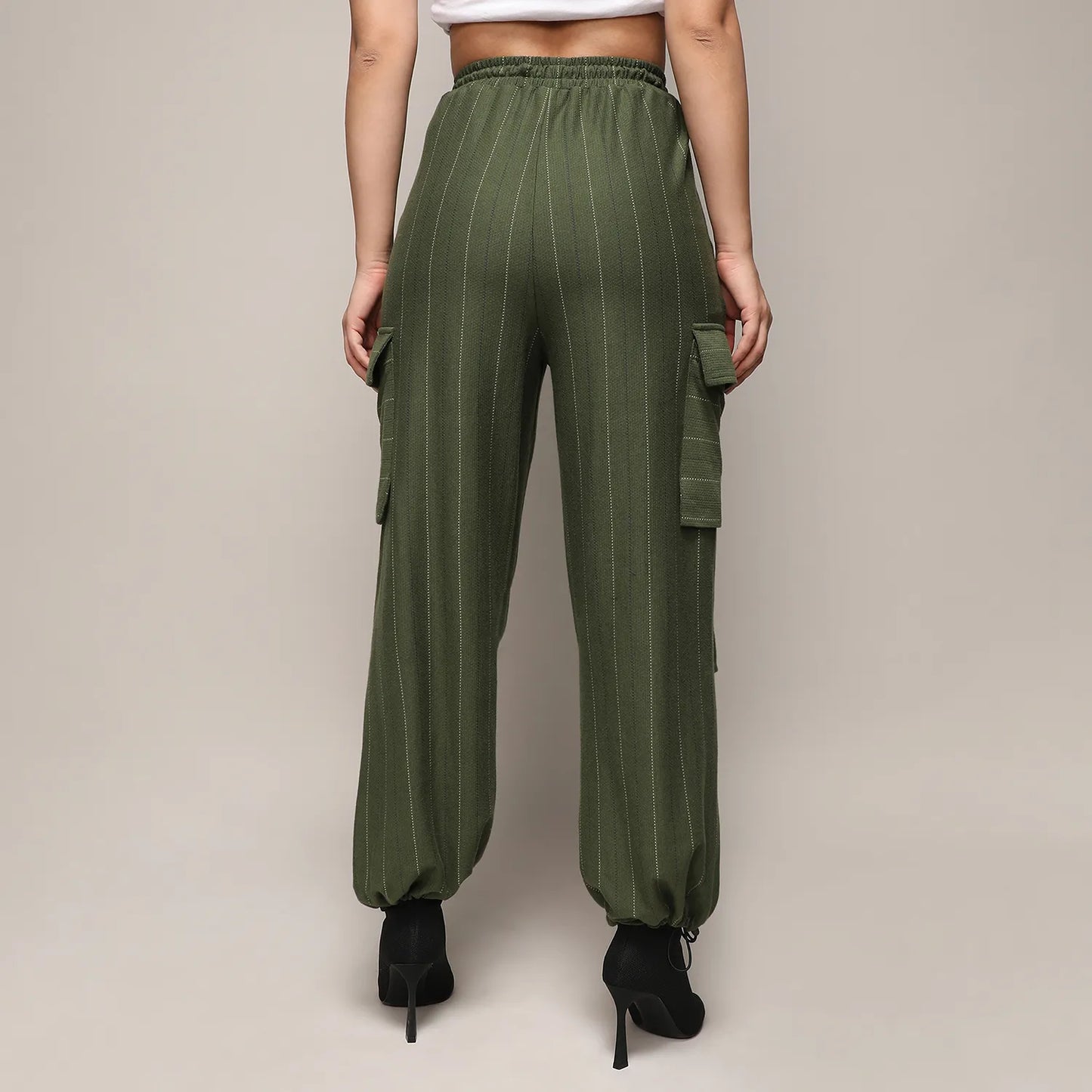 Striped Cargo Parachute Trousers