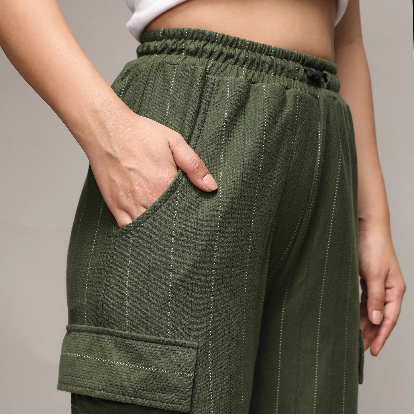 Striped Cargo Parachute Trousers