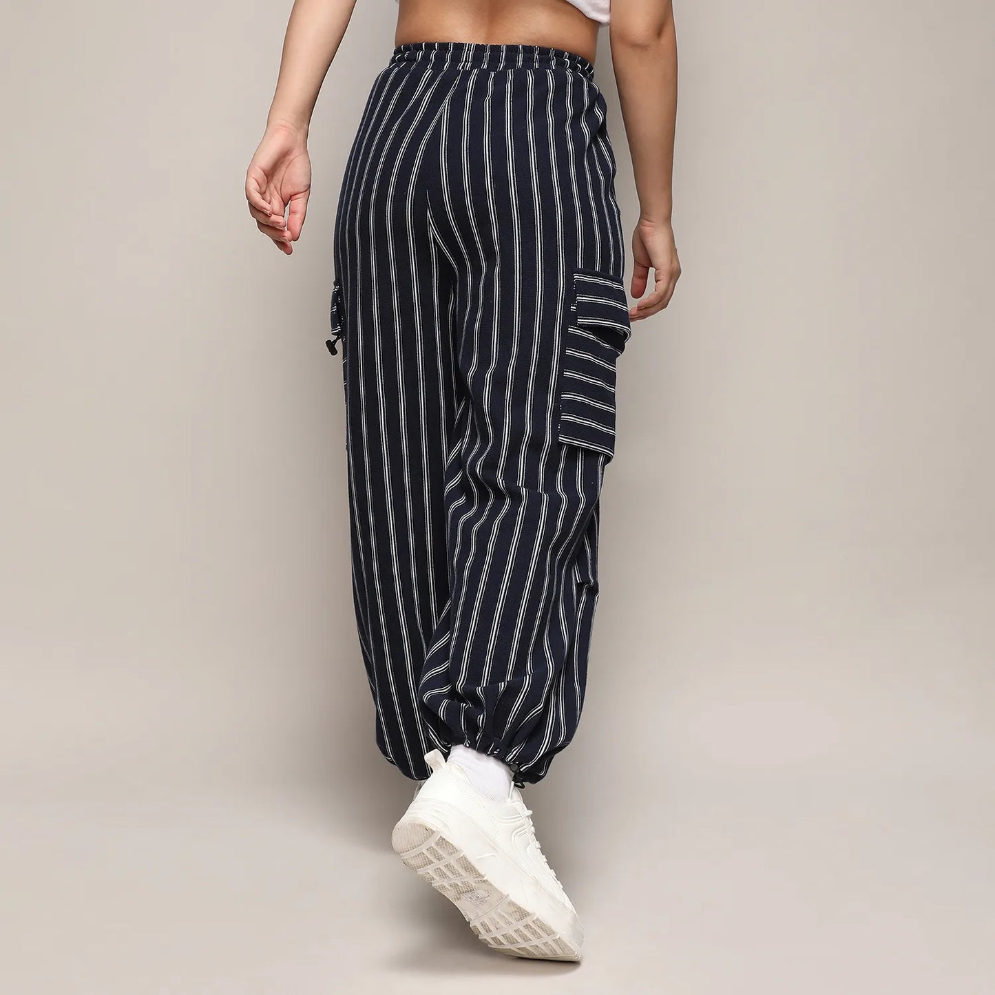 Striped Cargo Parachute Trousers