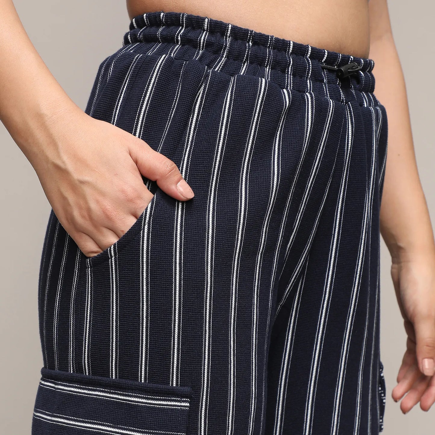 Striped Cargo Parachute Trousers