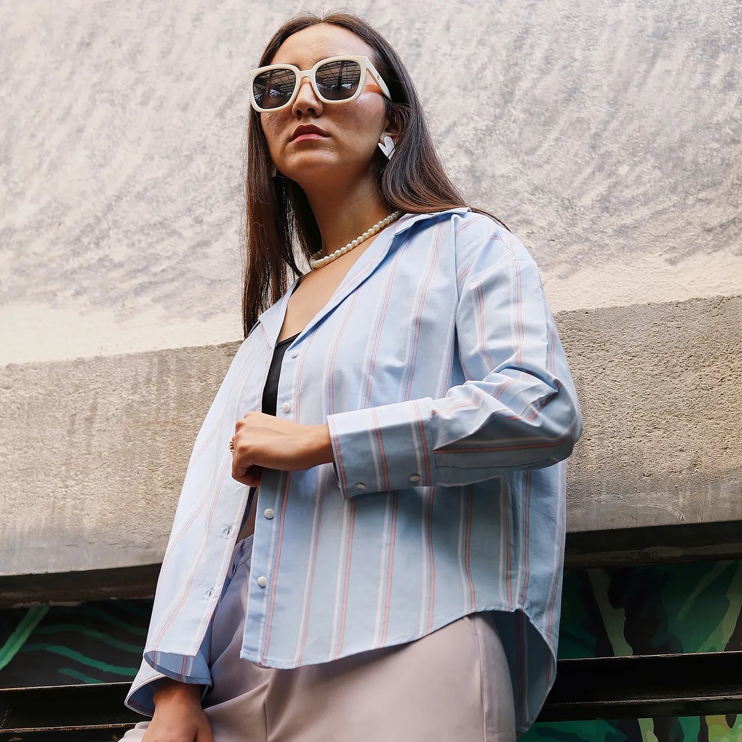 Contrast Striped Boxy Shirt