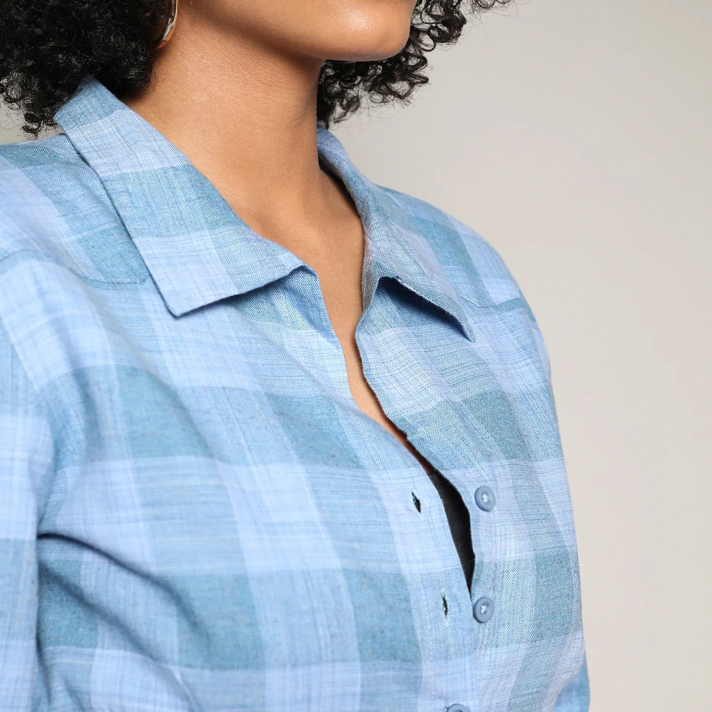 Buffallo Check Cinched Cropped Shirt