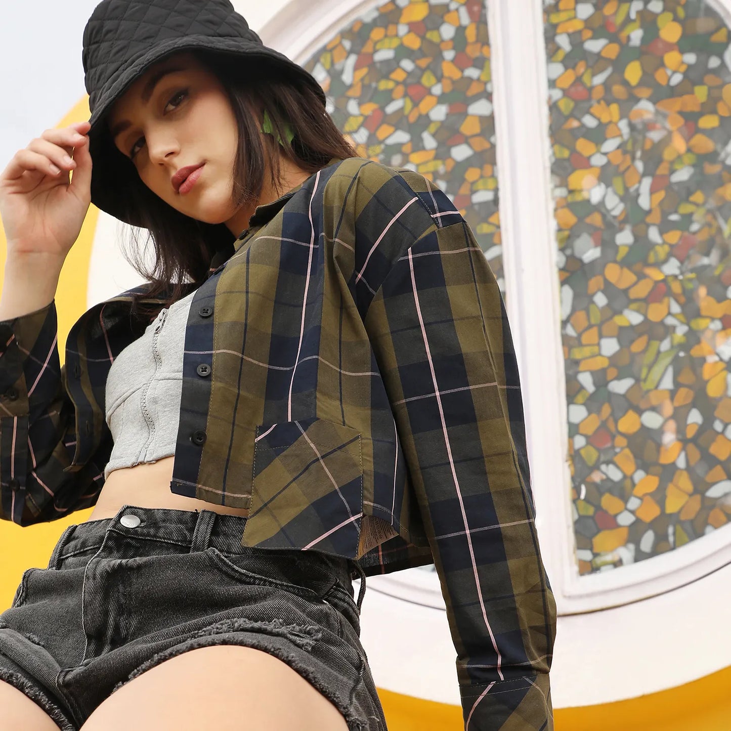 Tartan Plaid Crop Shirt