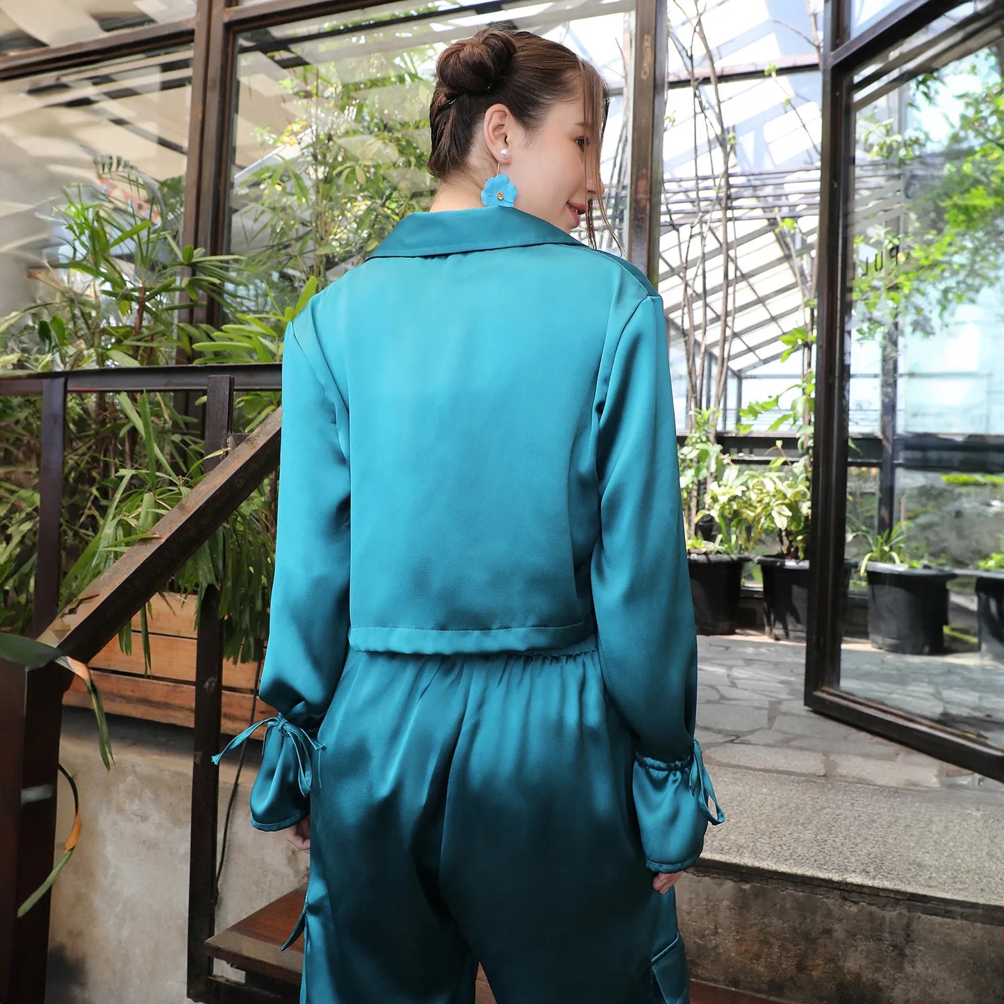 Satin Boxy Crop Shirt