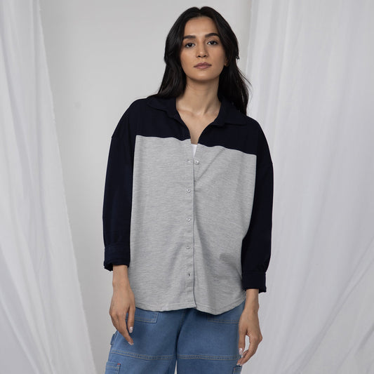 Boxy Contrast Panel Shirt