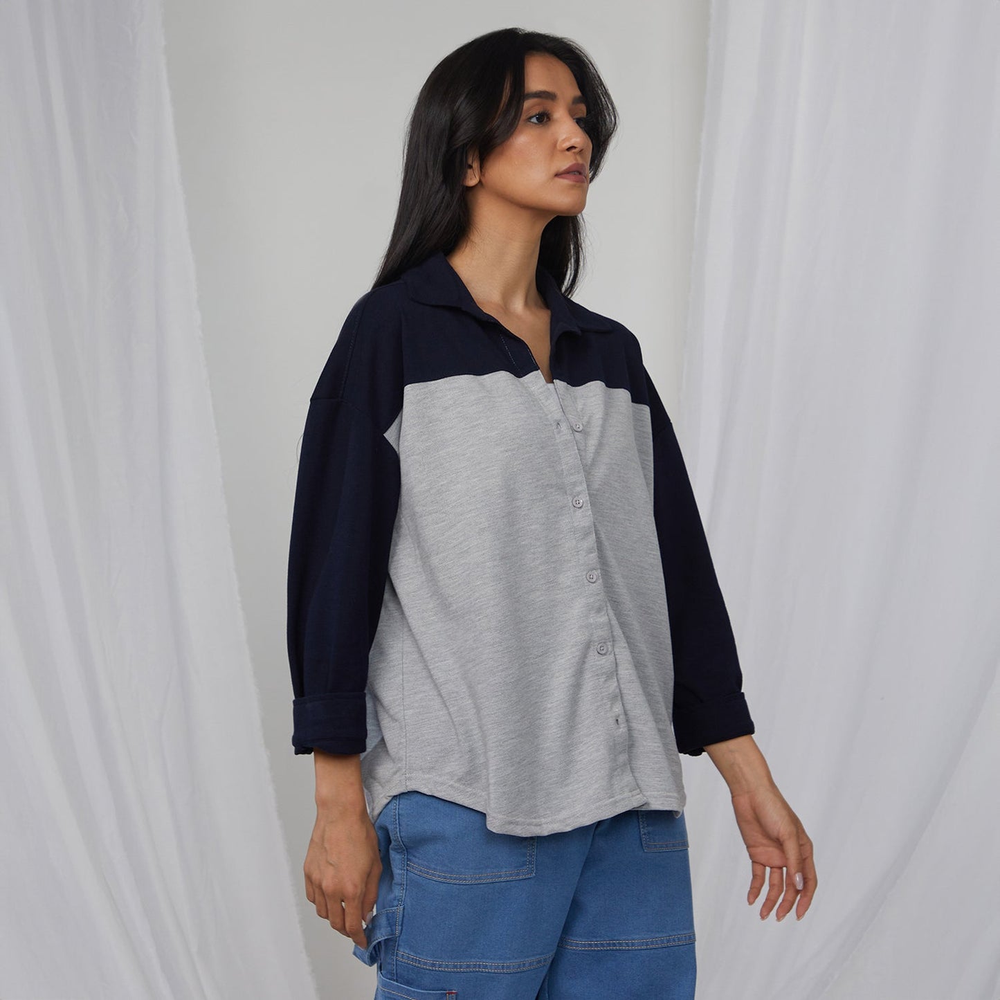 Boxy Contrast Panel Shirt