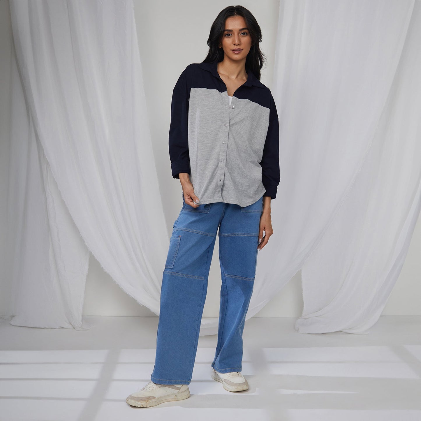 Boxy Contrast Panel Shirt