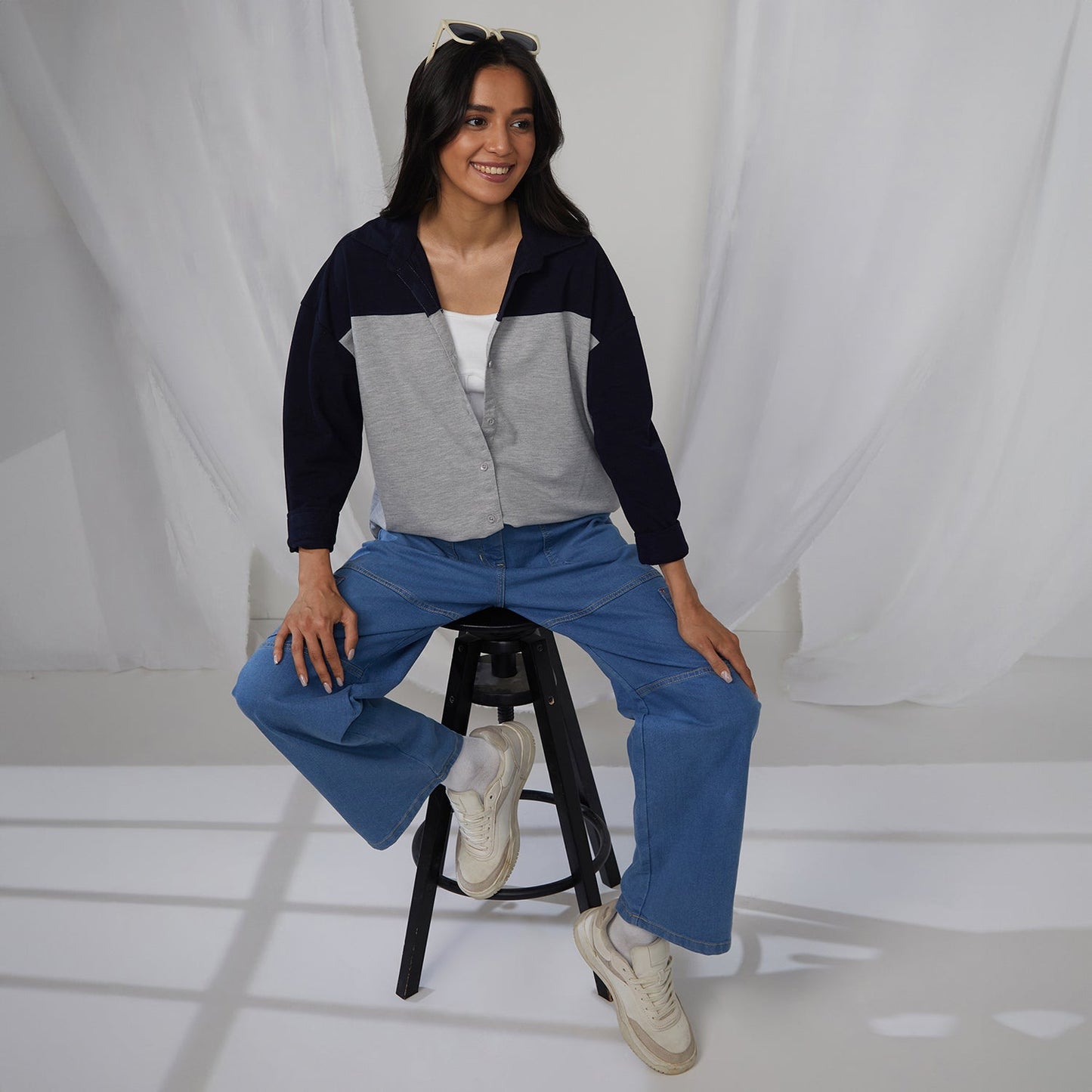 Boxy Contrast Panel Shirt