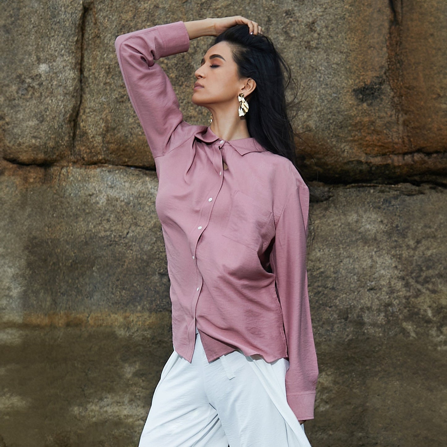 Solid Wrinkled Shirt