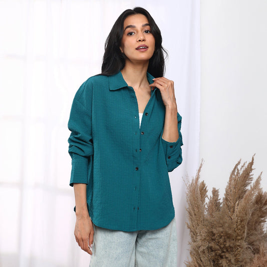 Seersucker Boxy Shirt