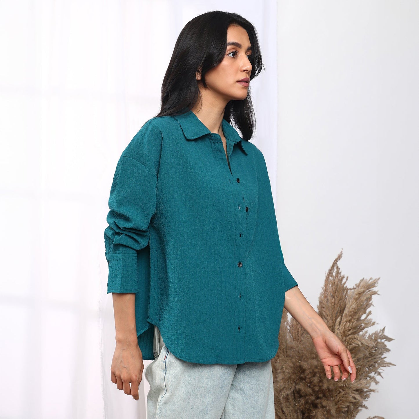 Seersucker Boxy Shirt
