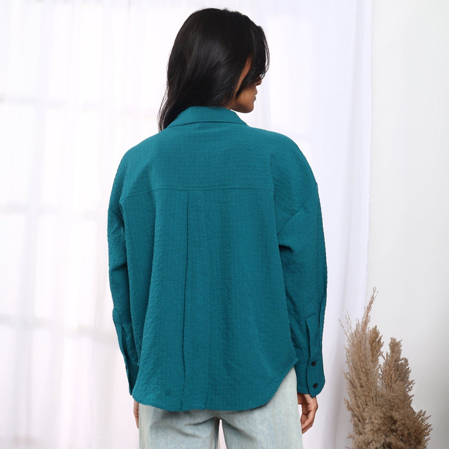 Seersucker Boxy Shirt