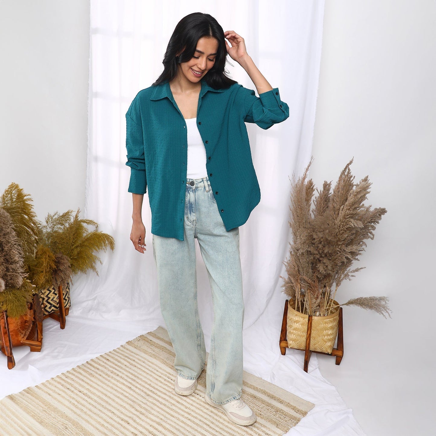 Seersucker Boxy Shirt