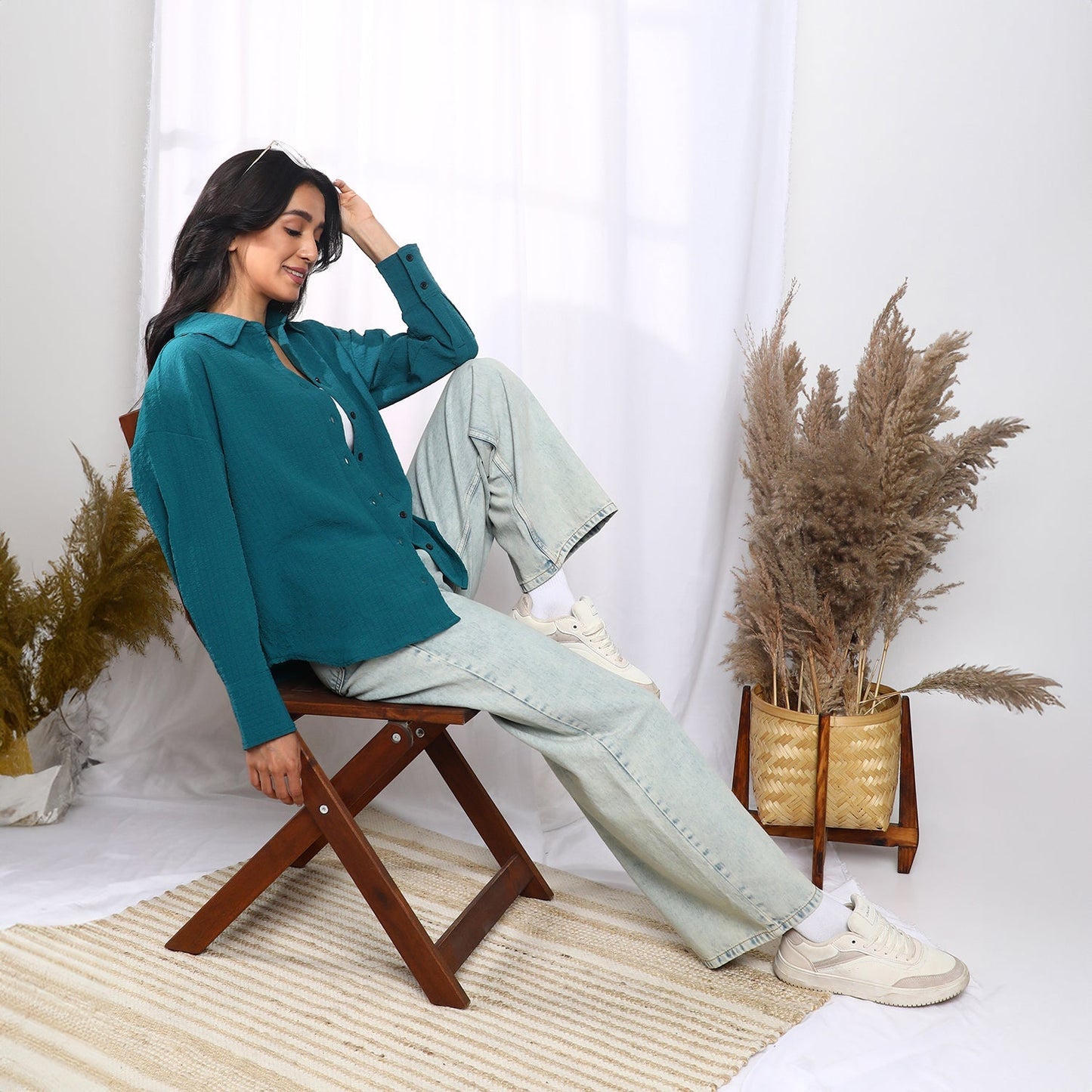 Seersucker Boxy Shirt