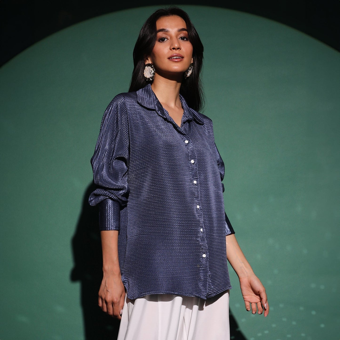 Textured-Pleat Shirt