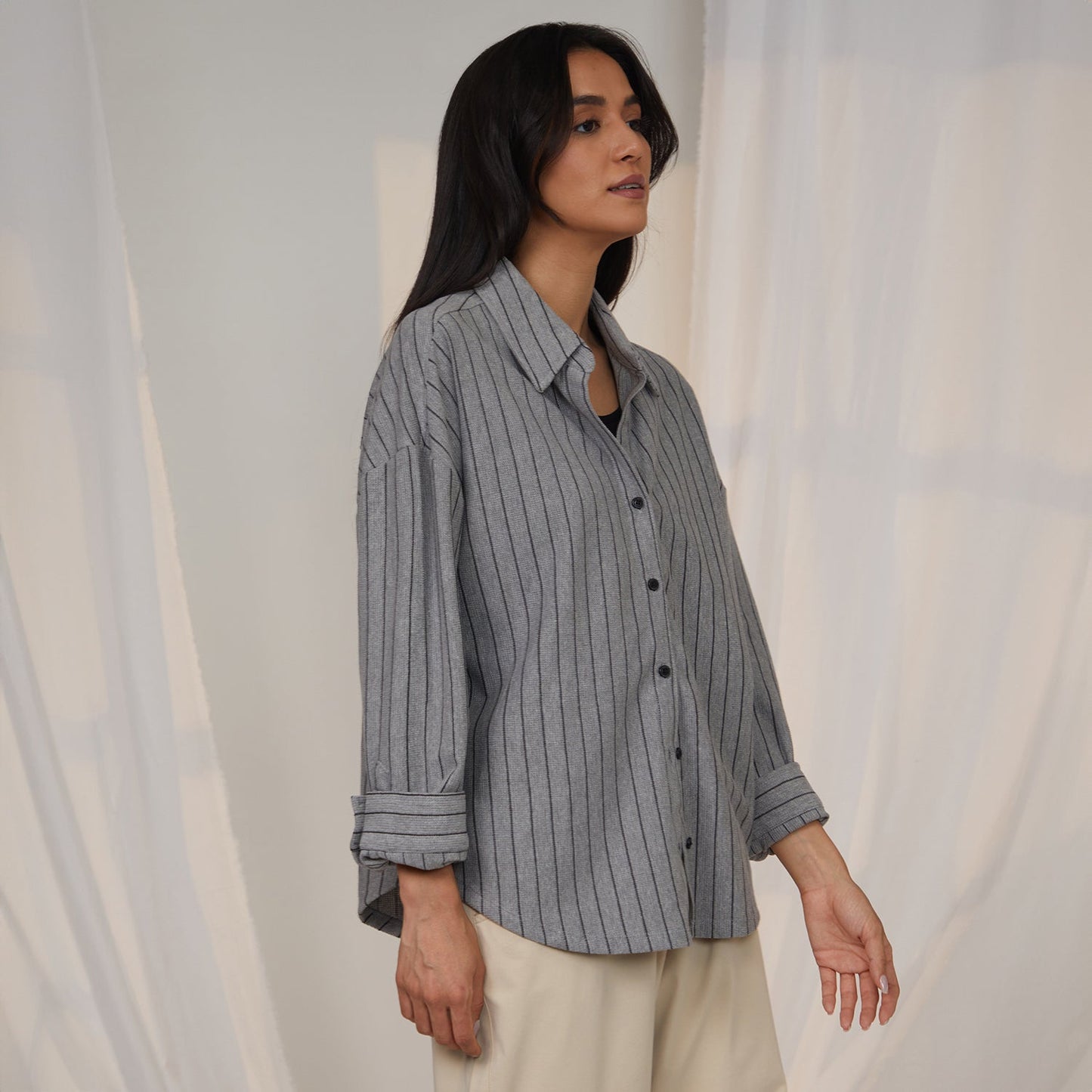 Oversized Pinstriped Shirt