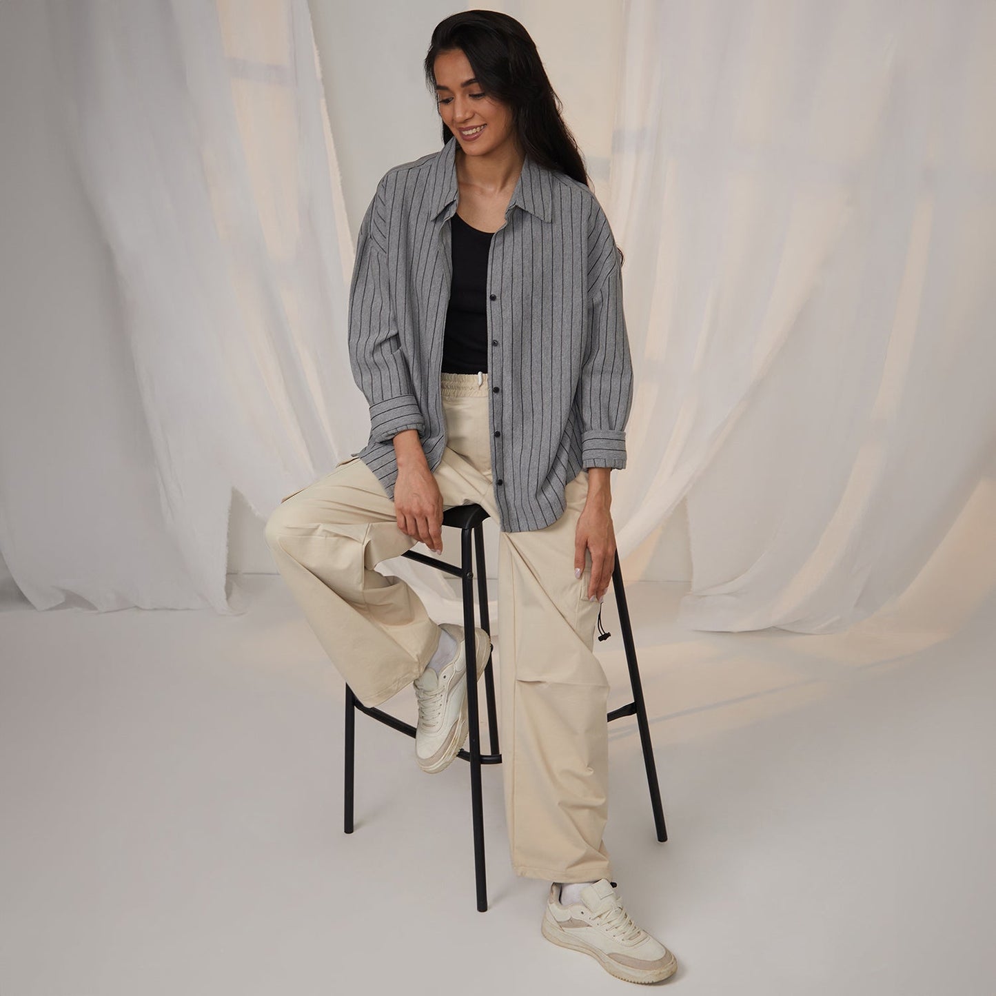 Oversized Pinstriped Shirt