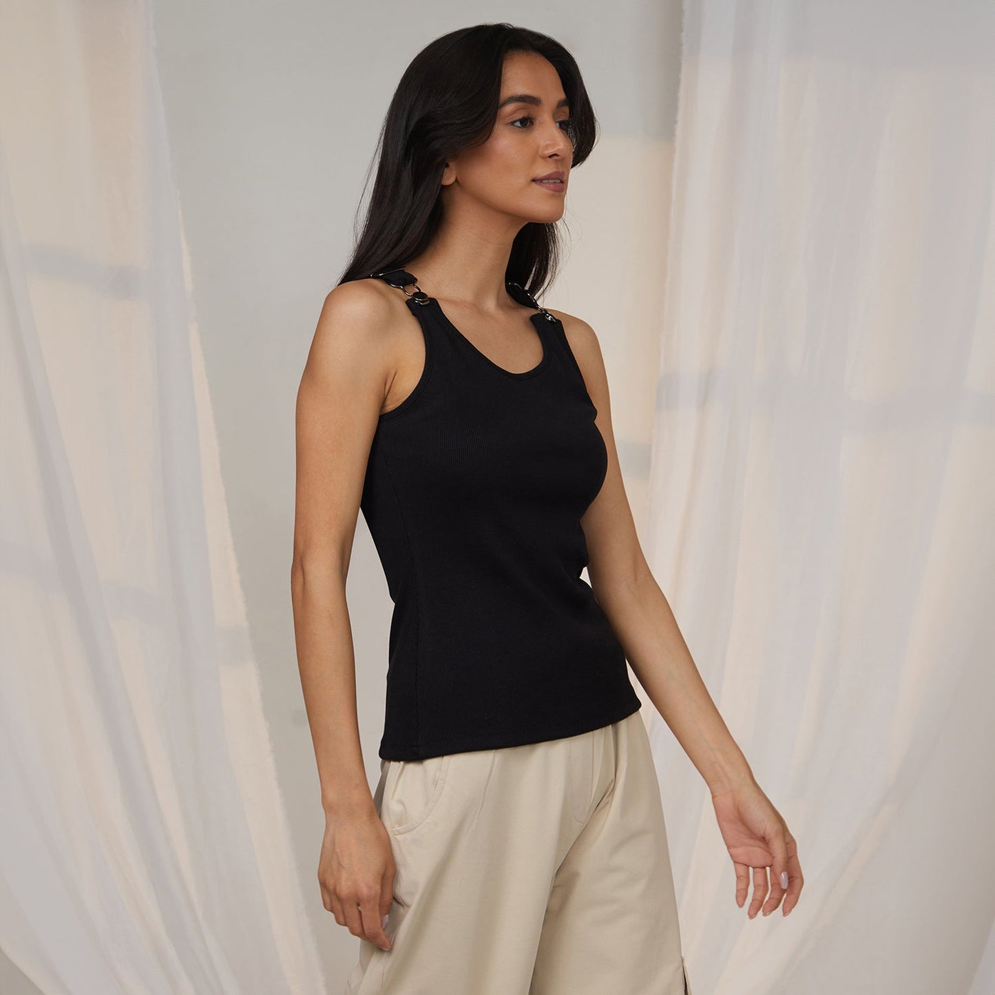 Ribbed Dungree Top