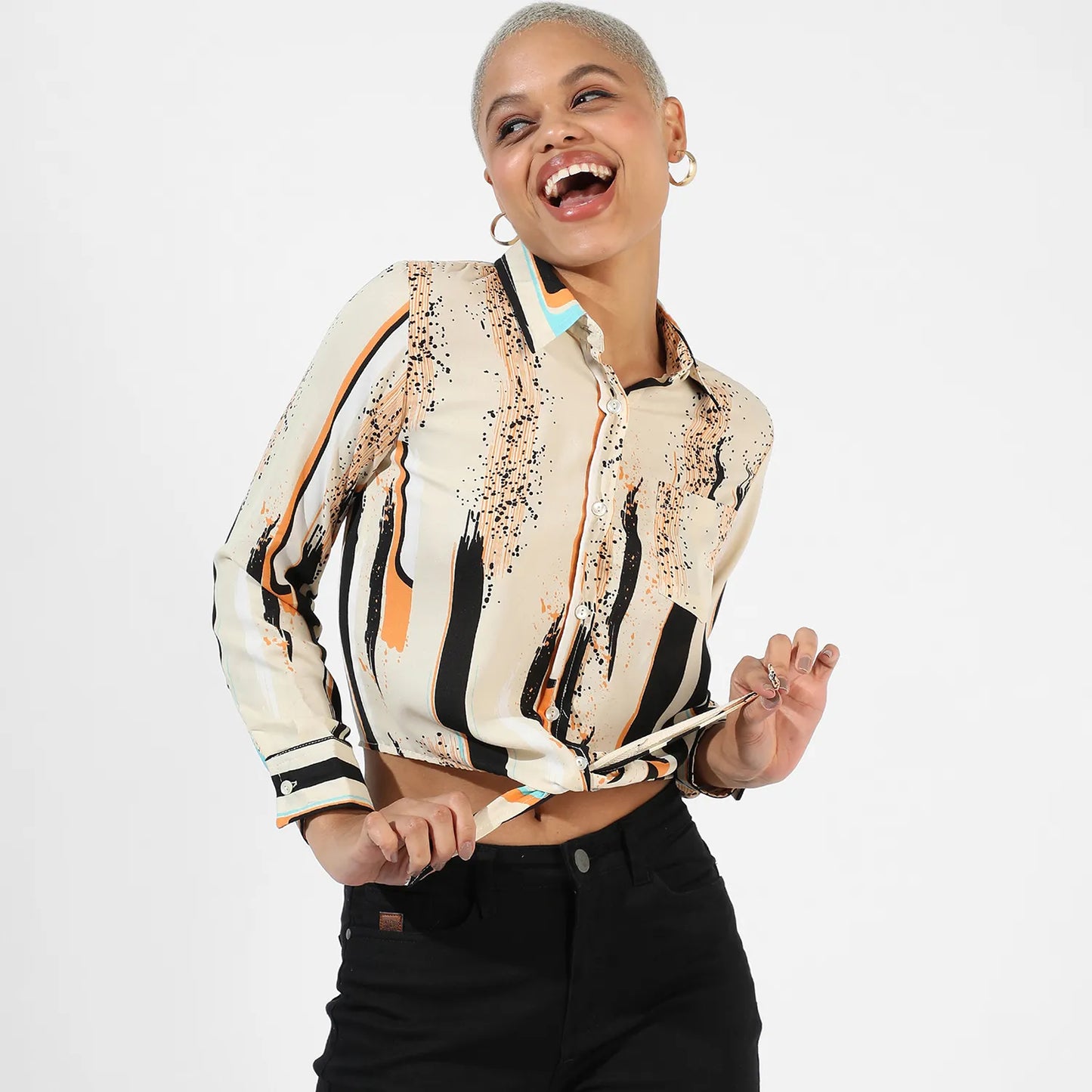 Abstract Tie-Up Shirt