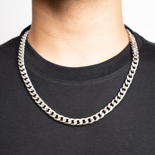 Cuban Neck Chain - 8Mm - Satin Silver Zach