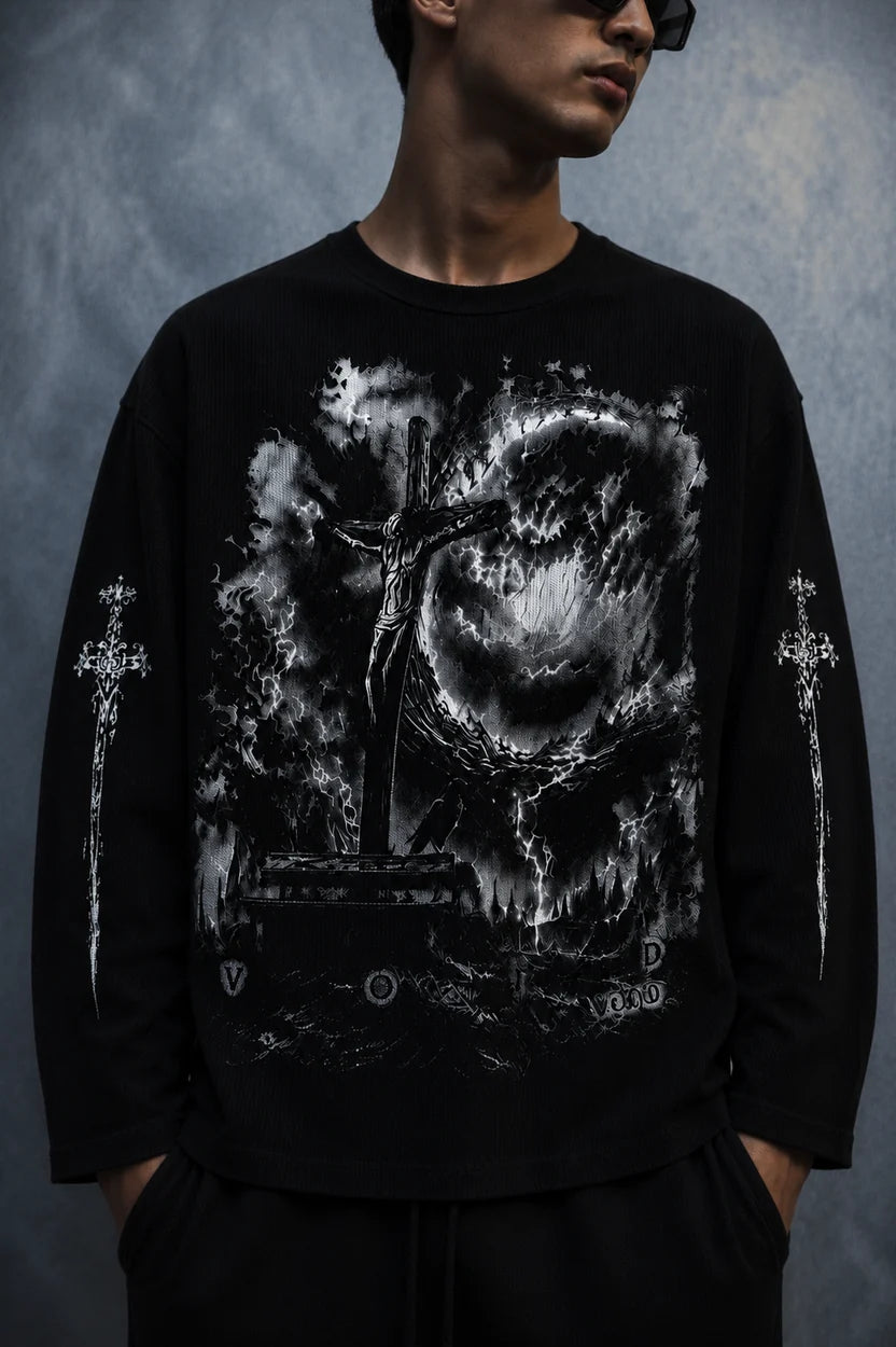 divine judgment waffle t shirt-black