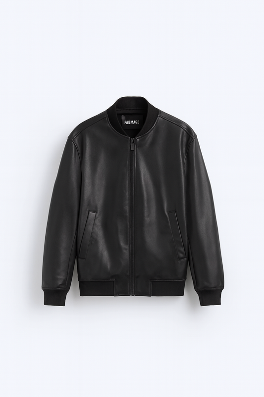 Bomber Leather Shacket for Men