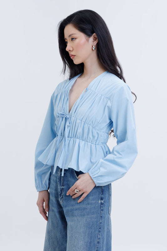 Drawstring Poplin Blouse