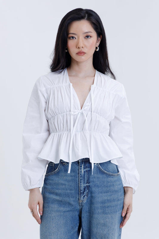 Drawstring Poplin Blouse