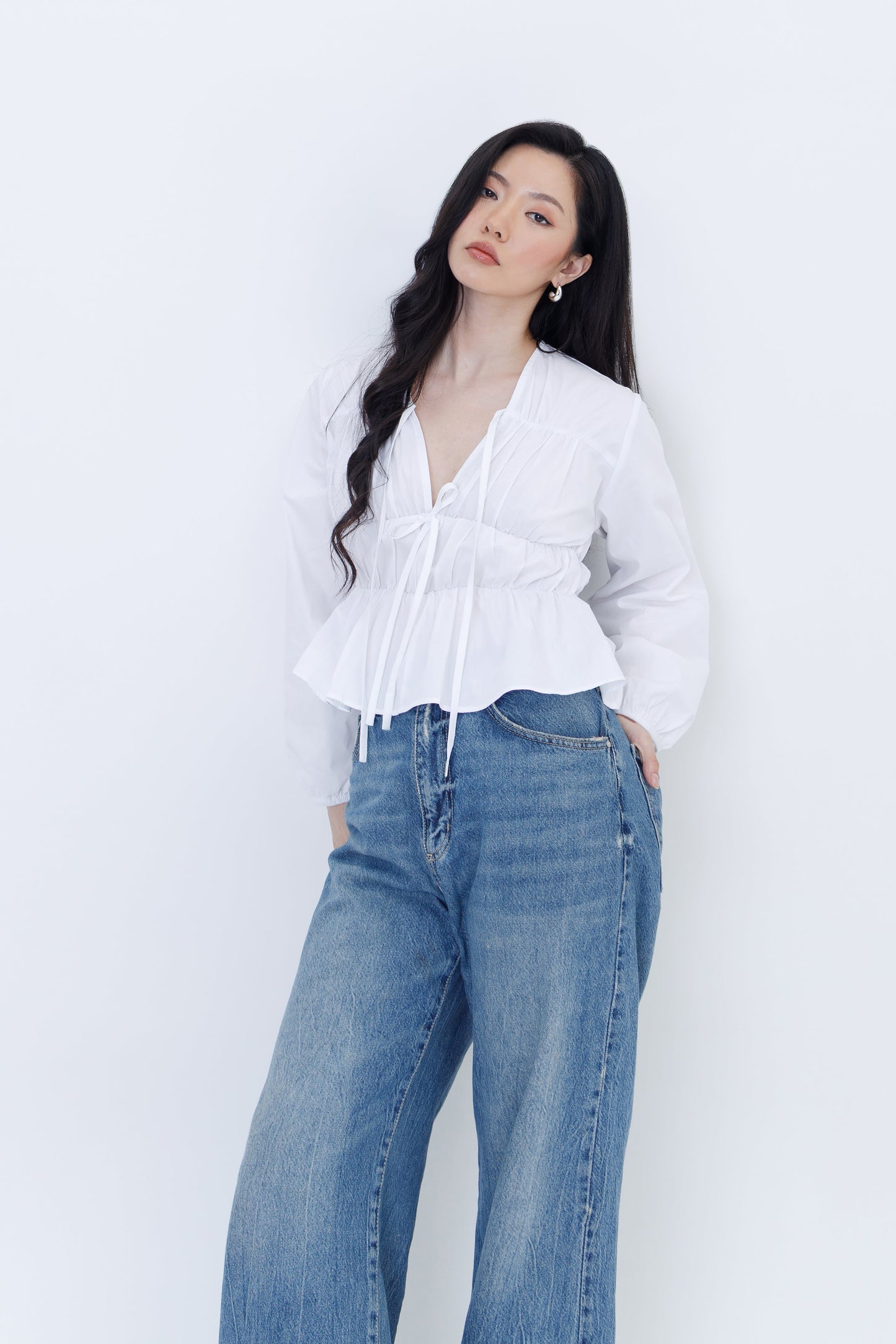 Drawstring Poplin Blouse