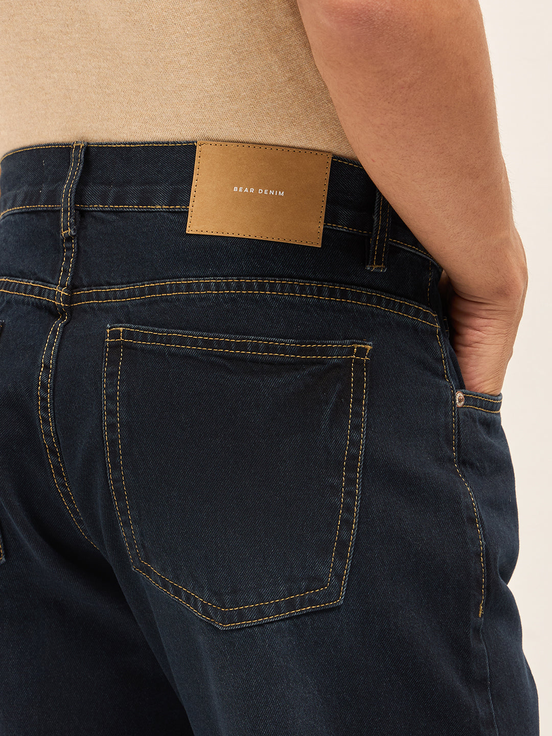 Dark Blue with Light Fade Mid-Rise Relaxed Fit Jeans