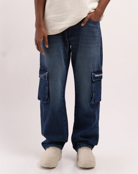 Unisex Six Pocket Ink Blue Denim Main Character