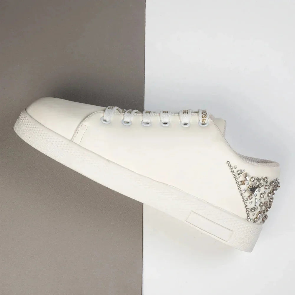The Lexi White Luxury Embellished Trainer Rettrose