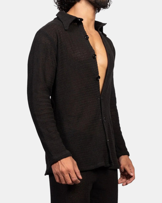 Knit Crochet Shirt /Black