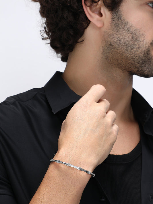 The Bamboo Cuff Bracelet - Metallic Silver