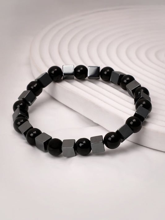 The Block Beaded Bracelet - Onyx Black